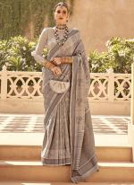 Silk Light Chiku Traditional Wear Printed Saree